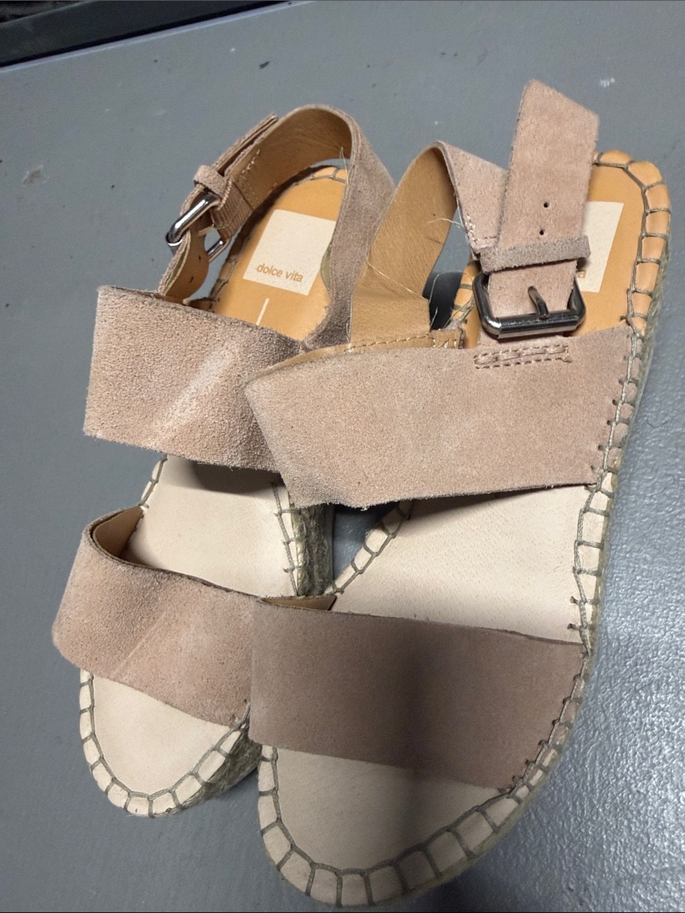 Dolce Vita Taupe Suede Espadrille Sandals - Picture 3 of 7